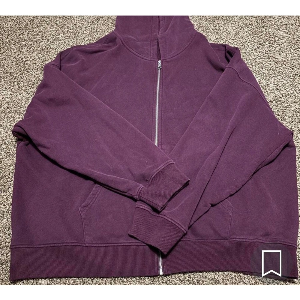 Fashion Nova Men XXL Purple Zip Up Hoodie Fleece Oversized Streetwear Sweatshirt